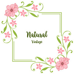 Vector illustration various texture green leaf flower frame with natural vintage templates