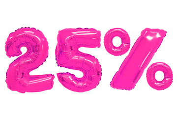 twenty five percent from balloons pink color