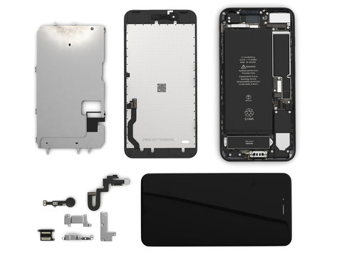 Flat Lay of smartphone components on white background top view 3d ilustration