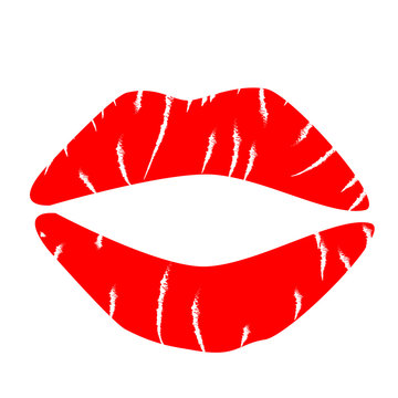 print of red lips icon on white background. flat style. lipstick kiss icon for your web site design, logo, app, UI. lips symbol. kiss sign.