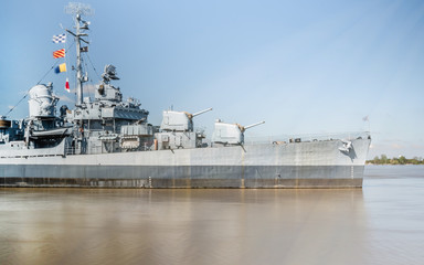 Fototapeta premium USS KIDD is standing in MIssissippi River