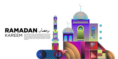 Vector colorful ramadan islamic greeting card and banner