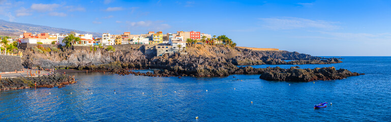 Stunning panorama of the rocky coast. Alcala Village.  Tenerife. Canary Islands..Spain
