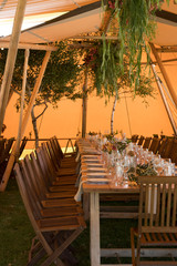 Wedding Reception setting in Tipi Tent at Country Homestead © Rowena Naylor