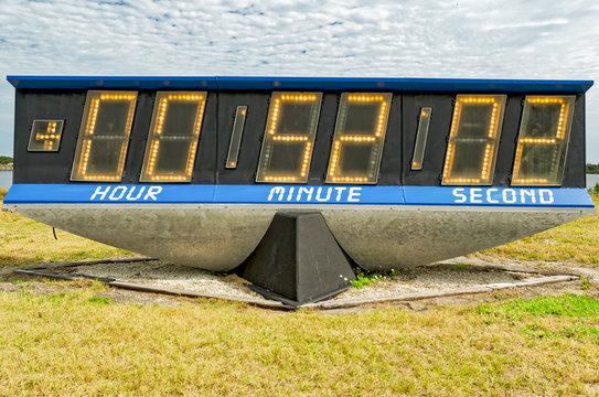 Countdown clock in the Press Area at Kennedy Space Center