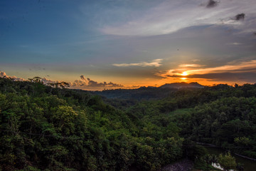 Sunset on the edge of the lake Poor East Java location Indonesia