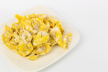 Dumplings are placed on a white background