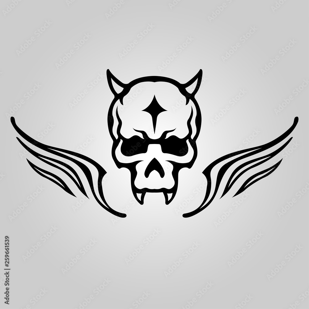 Canvas Prints Skull head tattoo logo icon design, vector illustration