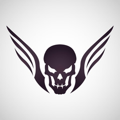 Skull head tattoo logo icon design, vector illustration