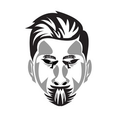 serious face in the shadow, in vector and isolated with a white background
