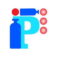 letter P logo. in vector and isolated in the white background
