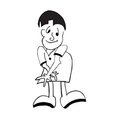 Cartoon Shy Man in illustration isolated a white background