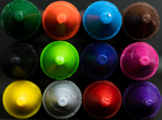 Closeup Crayons placed on the desk