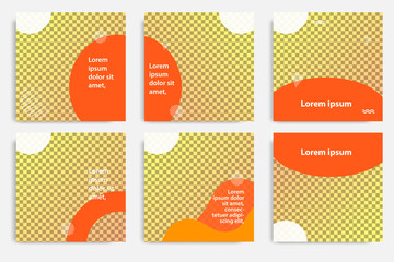 Six set modern wave fluid background template with gradient yellow, orange gradation color for promotional. For social media post, stories, story, internet web banner, flyer, poster and brochure.