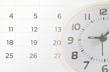 double exposure of calendar and clock for business concept