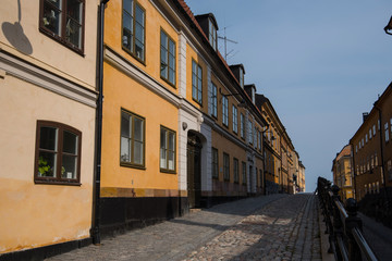 Obraz na płótnie Canvas Old houses from the Södermalm district a sunny spring day in Stockholm