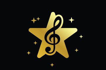 golden star music competition logo design