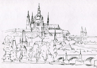 Prague city sketch
