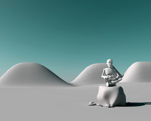Fototapeta na wymiar Robot monk meditation
