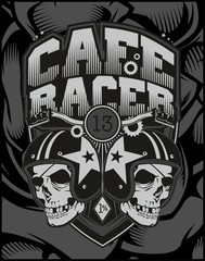 Obraz premium two skull helmet cafe racer.