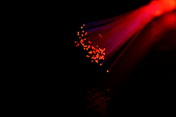 Fiber optics cable isolated on black background