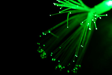 Fiber optics cable isolated on black background