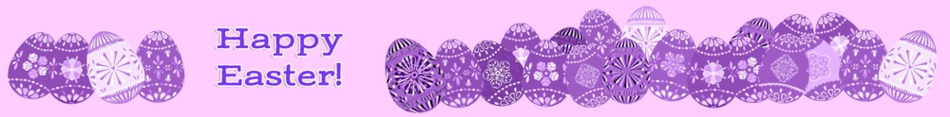 Full banner Happy Easter painted eggs