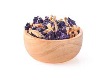 Organic pea flowers on white background.