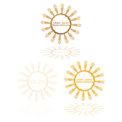 Wheat ears, oats or barley three vector    logotypes set golden on white background