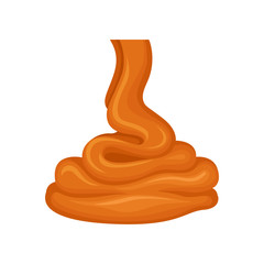 Sweet caramel sauce on white background. Vector illustration.