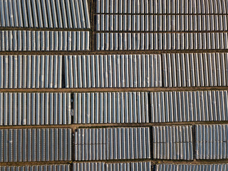 Aerial photo of greenhouses shot from above