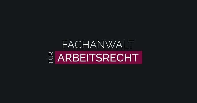 Anwalt f&uuml;r Arbeitsrecht. Moderne Animation, die die Leistungen einer Kanzlei zeigt. Farben: Lila/Schwarz