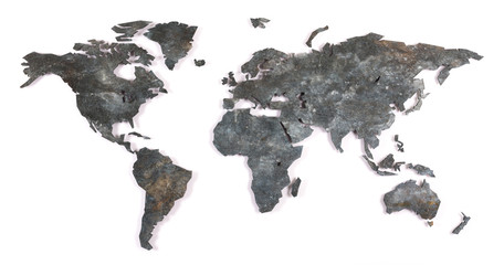 Roughly outlined world map - Metal © michaklootwijk