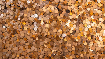 A variety of iron coins. Background from metal coins