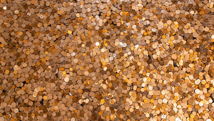 A variety of iron coins. Background from metal coins