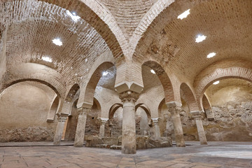 Arabian baths building interior in Jaen, Spain. XI architecture.