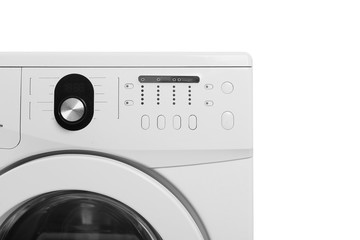 Modern washing machine on white background