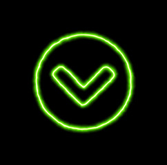 green neon symbol chevron circle down