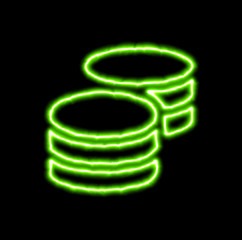 green neon symbol coins