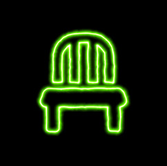 green neon symbol chair