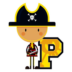 P is for Pirate Educational Illustration