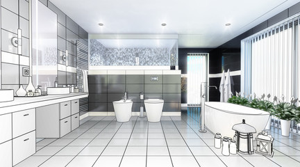 Luxury Bathroom (project) - 3d illustration