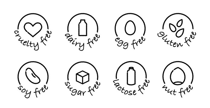 Food Allergens Black And White Icons Set