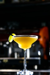 Fresh classic lime margarita cocktail