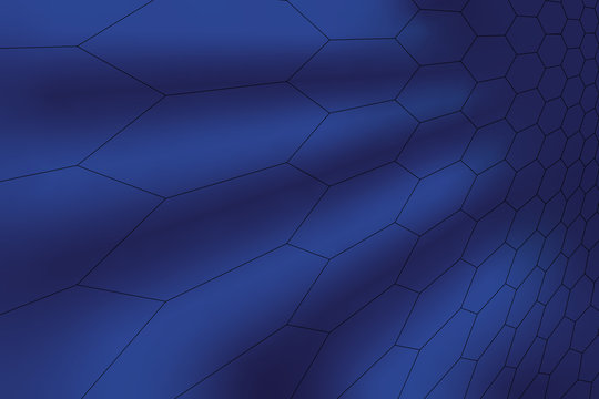 Blauer Hintergrund mit schwarzen 6-Eck Polygonen