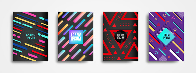A collection of modern style covers backgrounds with geometric dynamic shapes. Modern colorful backgrounds, applicable for Covers, Posters, and Banner Designs