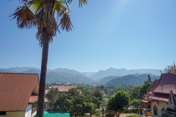 Beautiful landscape of ancient  temple in wat muay tor Temple,Meahongson, Thailand