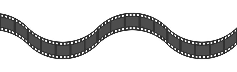 Fototapeta na wymiar Film strip frame ribbon. Wave shape ribbon. Design element. White background. Movie cinema sign symbol template. Isolated. Flat design.