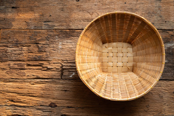 Bamboo woven tray wood background