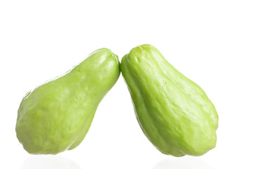 Fresh chayote fruits (Sechium edulis) isolated on white